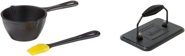 Lodge 15.2 Ounce Cast Iron Melting Pot + Silicone Basting Brush - Unparalleled Heat Retention - Heat Resistant Basting Brush up to 450° - Black and Yellow - Image 5