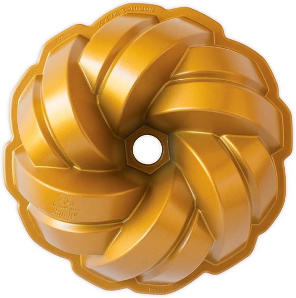 Nordic Ware NW 95577 75th Anniversary Braided Rope Bundt Cake Pan, Gold 12 Cup Capacity - Image 2