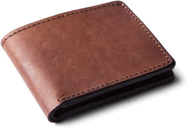 TANNER GOODS Mens Wallet. Mens Leather Wallets. Utility Bifold 4 Card Pocket Wallet, Billfold Slot Cardholder. Made in USA, Cognac Brown
