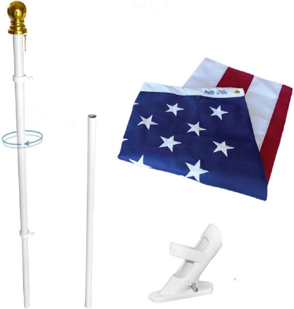 Annin Flagmakers American Flag SolarGuard Nylon Flag and Flagpole Kit, Estate Kit, 6 Feet (Model 238221) 100% MADE in USA