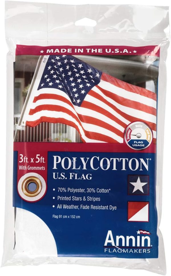 Annin Flagmakers (19417) Poly/Cotton American Flag, Made in USA, 3 x 5 Feet, All-Weather - Image 3