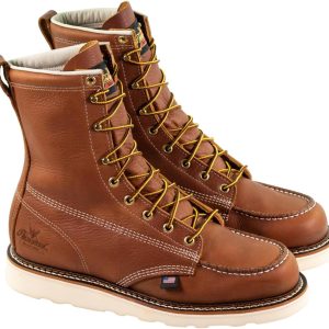 Thorogood American Heritage 8” Moc Toe Work Boots for Men Made with Full-Grain Leather, Soft Toe, Slip-Resistant Wedge Outsole and Comfort Footbed; EH Rated