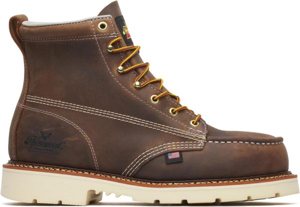 Thorogood American Heritage 6” Steel Toe Work Boots for Men - Full-Grain Leather with Moc Toe, Slip-Resistant Wedge Outsole, and Comfort Insole; EH Rated - Image 2