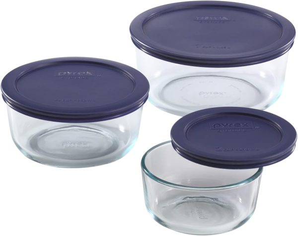 Pyrex Simply Store 3-Pack (2, 4 & 7 Cup) Large Round Glass Food Storage Set with BPA-Free Lids, Dishwasher, Microwave & Freezer Safe - Image 4