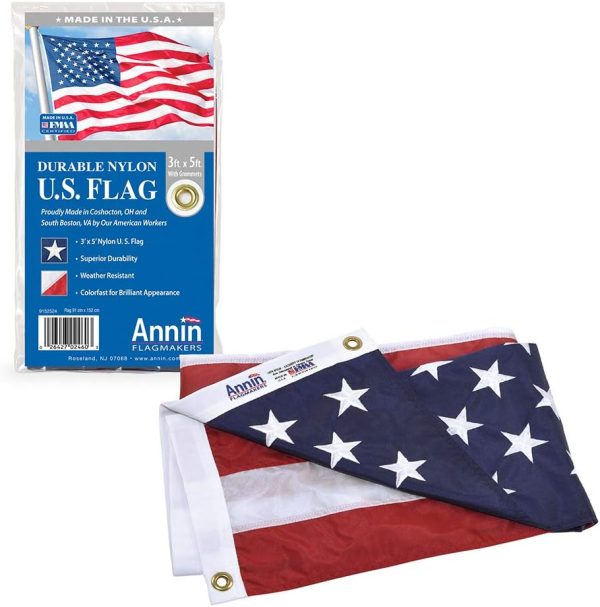 Annin Flagmakers (2460) SolarGuard Nyl-Glo American Flag, Made in USA, 3 x 5 Feet, Nylon