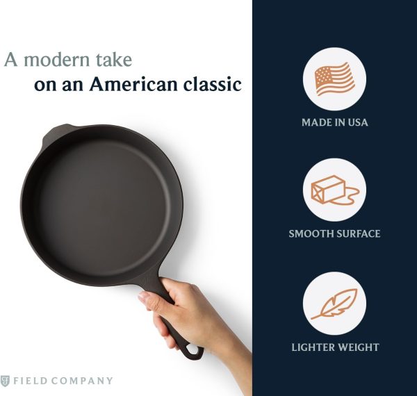Field Company No.6 Cast Iron Skillet, 8 ⅜ in—Smoother, Lighter, Made in USA, Vintage Style, Preseasoned - Image 6