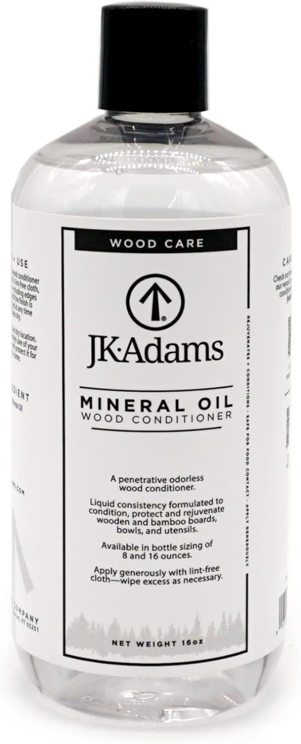 J.K. Adams Cutting Board Butcher Block Care Mineral Oil 16 oz Wood Conditioner Cream, Clear