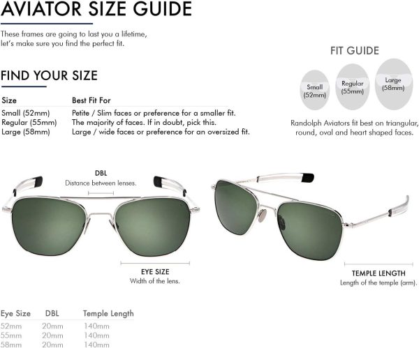 Randolph USA | 23k White Gold Classic Aviator Sunglasses for Men or Women 100% UV - Image 3