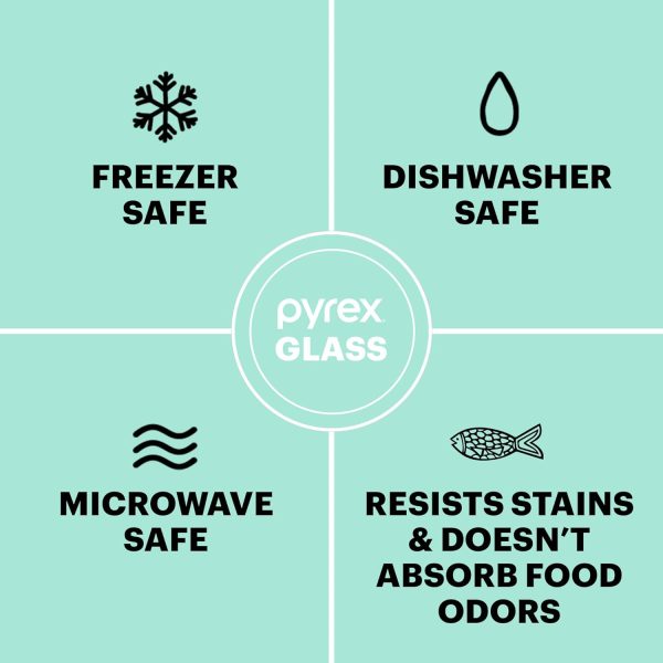 Pyrex Simply Store 9-Pack Mixed Sized Glass Food Storage Set, Round & Rectangular Containers With Lids, BPA-Free, Dishwasher & Microwave Safe - Image 6
