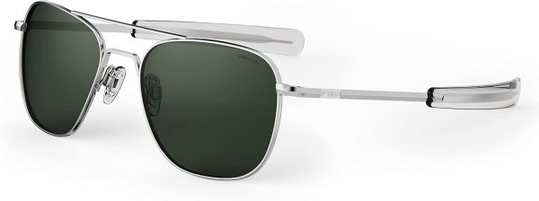 Randolph USA | Bright Chrome Classic Aviator Sunglasses for Men or Women Polarized 100% UV
