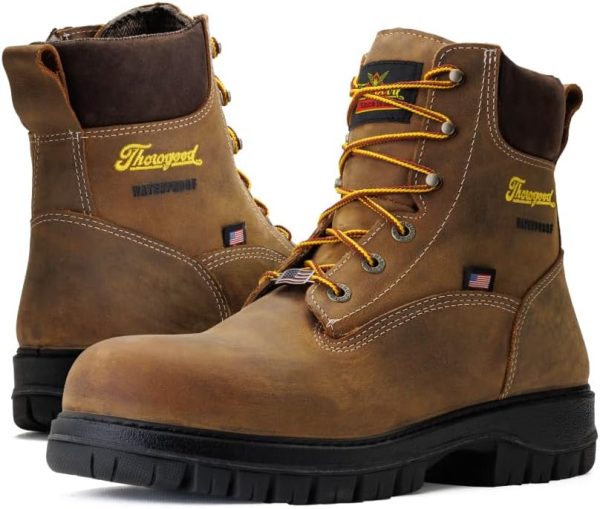 Thorogood 6” Waterproof Work Boots for Men - Nano Composite Toe - Genesis Series - Full-Grain Leather with Comfort Insoles and Slip-Resistant Outsoles