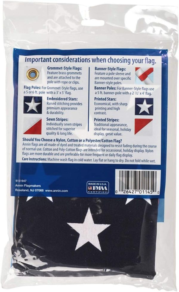 Annin Flagmakers (19417) Poly/Cotton American Flag, Made in USA, 3 x 5 Feet, All-Weather - Image 4