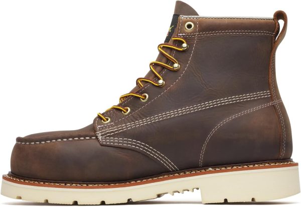 Thorogood American Heritage 6” Steel Toe Work Boots for Men - Full-Grain Leather with Moc Toe, Slip-Resistant Wedge Outsole, and Comfort Insole; EH Rated - Image 5