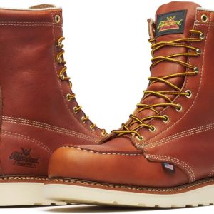 Thorogood American Heritage 8” Steel Toe Work Boots for Men - Full-Grain Leather with Moc Toe, Slip-Resistant Wedge Outsole, and Comfort Insole; EH Rated
