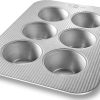 USA Pan Jumbo Texas Muffin Pan, 6 Well, Nonstick & Quick Release Coating, Aluminized Steel