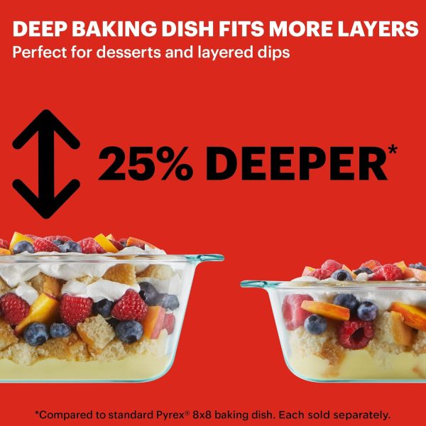 Pyrex Deep 9x13-Inch Glass Baking Dish with Lid, Deep Casserole Dish, Glass Food Container, Oven, Freezer and Microwave Safe, Clear Container - Image 5