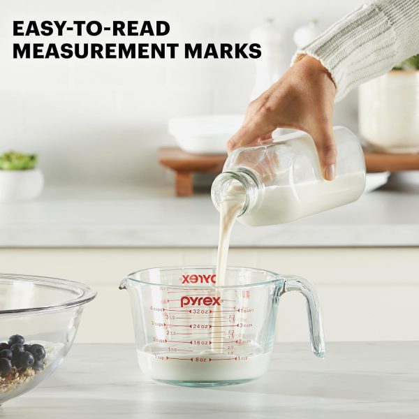 Pyrex Essentials (3-Pack) Glass Measuring Cups Set, (1, 2 & 4 Cup) Measuring Cups For Prepping, Baking and Cooking, Preheated Oven, Dishwasher, Freezer, and Microwave Safe - Image 2