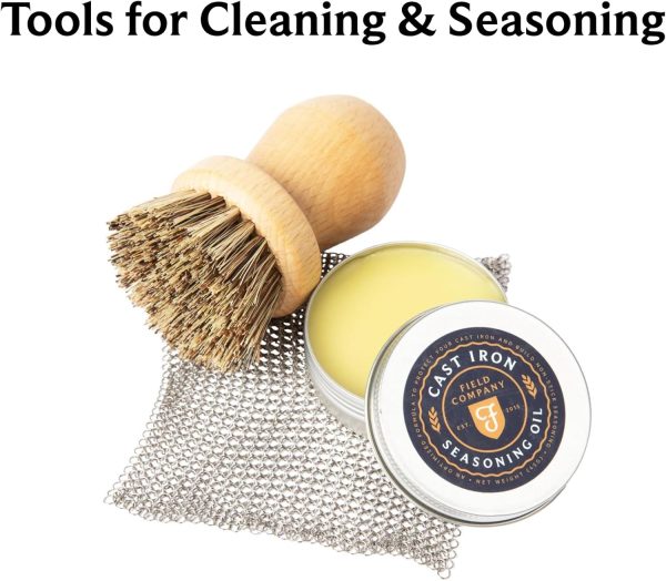 Field Company Starter Set: No.8 Cast Iron Skillet (10.25 in, 4.5 lbs) with Cast Iron Cleaning Kit — Smoother, Lighter, Made in USA, Vintage Design, Pre-Seasoned - Image 4