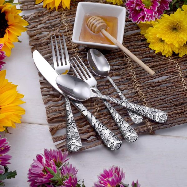 Liberty Tabletop Honey Bee 45pc Flatware Set Service For 8 Serving Set Included Silverware MADE IN USA 18/10 - Image 3