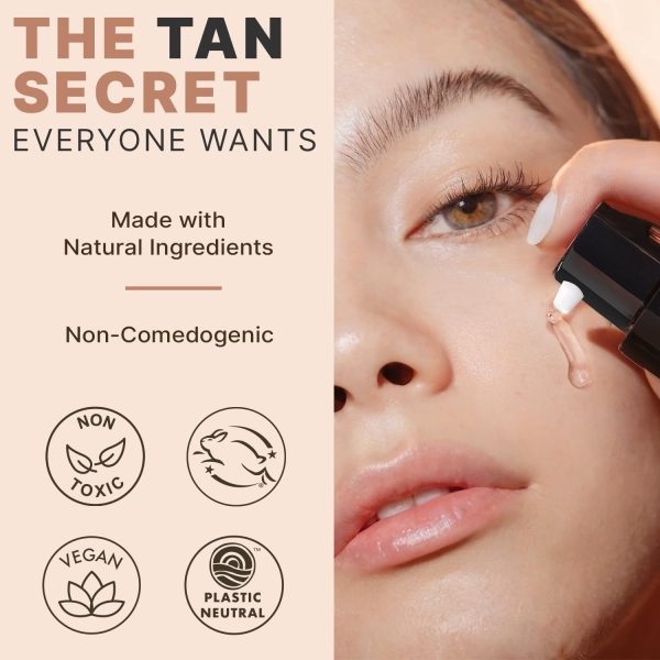Face Tanner Serum - USA Made with Natural & Organic Ingredients, Sunless Self Tanner for Face with Anti-Aging Hyaluronic Acid, Non Toxic Bronzing Serum for Streak-Free Fake Tan & Natural Glow - Image 4