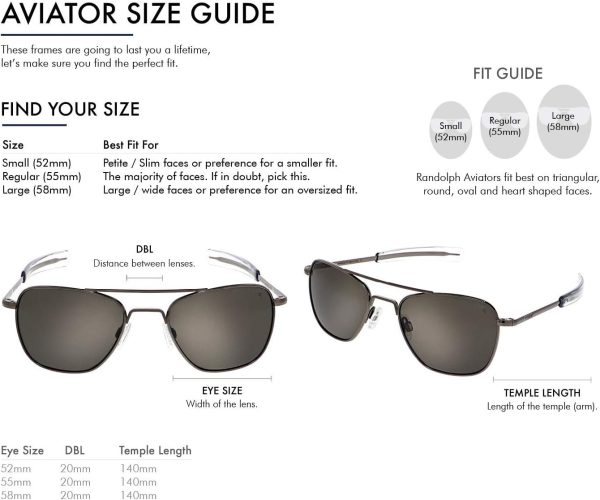 Randolph USA | Gunmetal Classic Aviator Sunglasses for Men or Women 100% UV - Image 3
