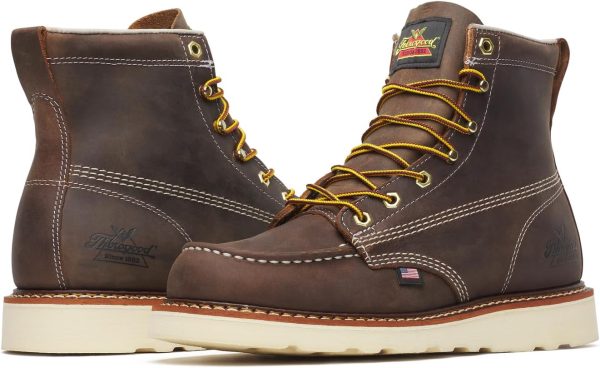 Thorogood American Heritage 6” Moc Toe Work Boots for Men - Soft Toe, Premium Full-Grain Leather with Slip-Resistant Wedge Outsole and Comfort Insole; EH Rated - Image 3