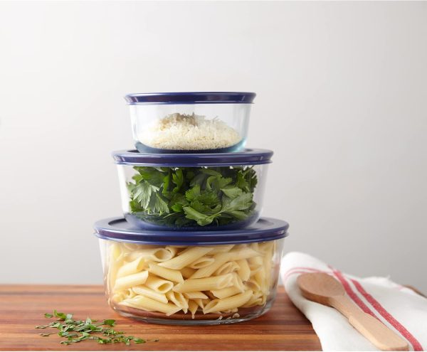 Pyrex Simply Store 3-Pack (2, 4 & 7 Cup) Large Round Glass Food Storage Set with BPA-Free Lids, Dishwasher, Microwave & Freezer Safe - Image 2
