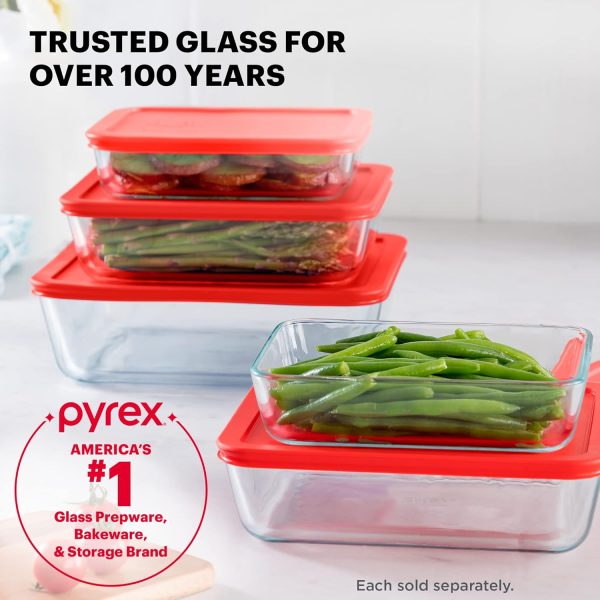 Pyrex Simply Store Glass Food Storage Container, Snug Fit Non-Toxic Plastic BPA-Free Lids, Freezer Dishwasher Microwave Safe, 11 Cup - Image 5