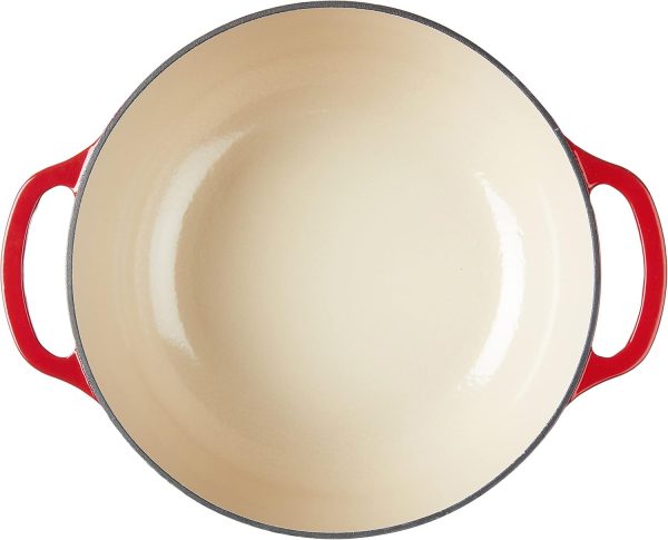 Lodge 7.5 Quart Enameled Cast Iron Dutch Oven with Lid – Dual Handles – Oven Safe up to 500° F or on Stovetop - Use to Marinate, Cook, Bake, Refrigerate and Serve – Island Spice Red - Image 4