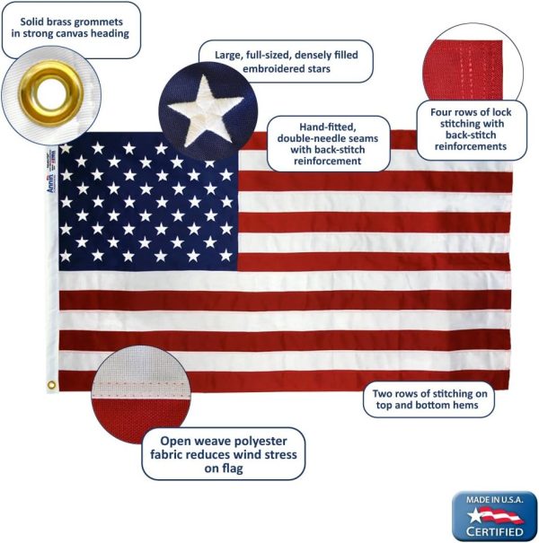 Annin Flagmakers (2710) Tough-Tex American Flag, Made in USA, 3 x 5 Feet, Polyester - Image 3