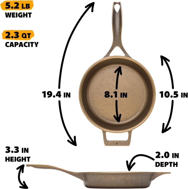 Stargazer 10.5-Inch Cast Iron Skillet | Made in USA, Seasoned, Even Heat Distribution, Easy to Clean, Smooth Nonstick Finish for Grilling, Frying, Sauteing, Searing, Baking - Image 5