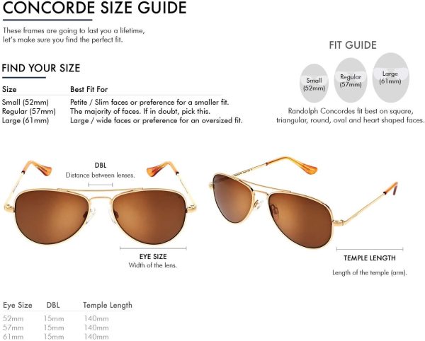 Randolph USA | Concorde Classic Aviator Sunglasses for Men or Women 100% UV - Image 3