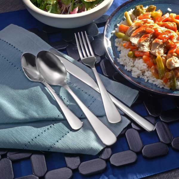 Liberty Tabletop Econo-Line 24 Piece Silverware Set Service for 6 Made in USA - Plain - Shiny - Mirror - Fork - Knife - Spoon - Image 3