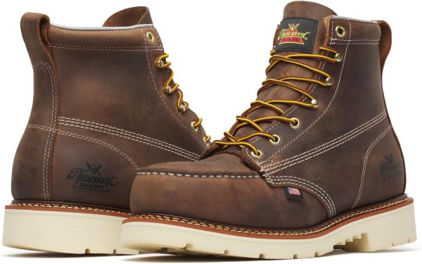 Thorogood American Heritage 6” Steel Toe Work Boots for Men - Full-Grain Leather with Moc Toe, Slip-Resistant Wedge Outsole, and Comfort Insole; EH Rated - Image 3