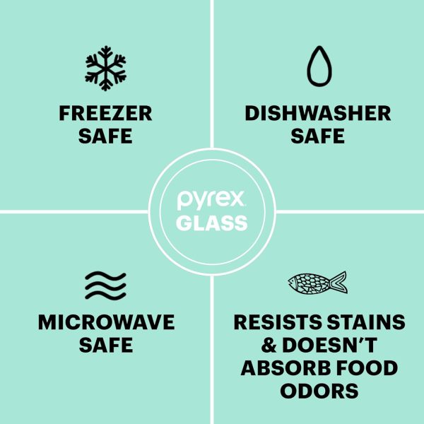 Pyrex Simply Store Glass Food Storage Container, Snug Fit Non-Toxic Plastic BPA-Free Lids, Freezer Dishwasher Microwave Safe, 11 Cup - Image 6
