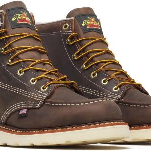 Thorogood American Heritage 6” Moc Toe Work Boots for Men - Soft Toe, Premium Full-Grain Leather with Slip-Resistant Wedge Outsole and Comfort Insole; EH Rated