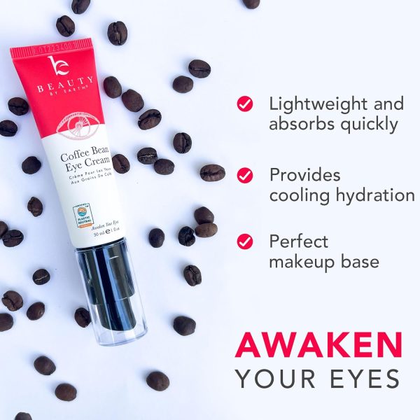 Beauty by Earth Caffeine Eye Cream for Puffiness & Bags Under Eyes - USA Made with Natural & Organic Ingredients, Under Eye Cream for Dark Circles with Glycerin & Vitamin E, Brightens & Refreshes - Image 3