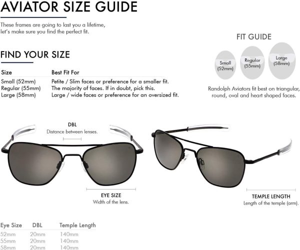 Randolph USA | Matte Black Classic Aviator Sunglasses for Men or Women 100% UV - Image 4