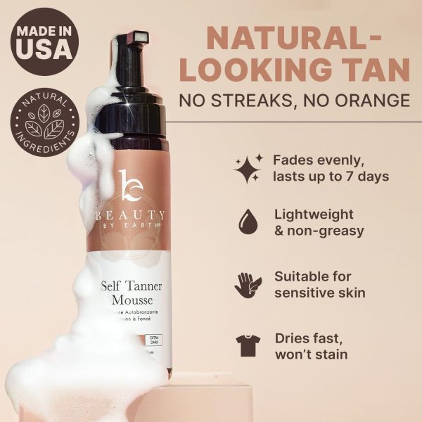 Self Tanner Mousse - USA Made with Natural & Organic Ingredients, Self Tanning Mousse for Dark Fake Tan, Sunless Tanner, Clear & Non Toxic Tanning Foam for Streak Free Finish, No Nasty Smell - Image 3