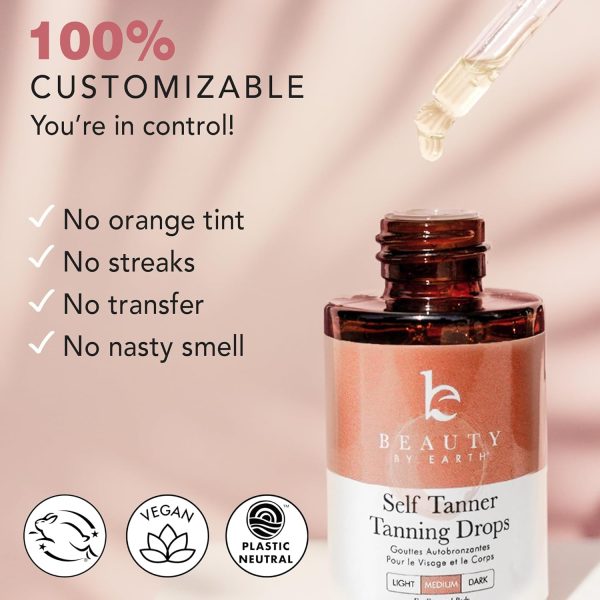 Self Tanning Drops - USA Made with Natural & Organic Ingredients, Medium Face Tanning Drops to Add to Lotion, Moisturizing Bronzing Tanner for Face & Body, Toxin Free Tanner for Fake Tan - Image 4