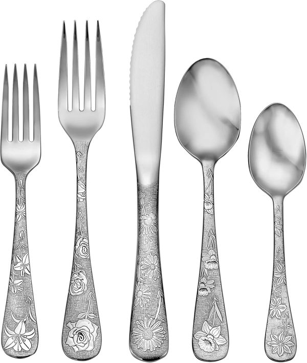 Liberty Tabletop American Garden 40 Piece Silverware Set Service for 8 Made in America