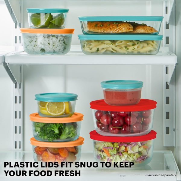 Pyrex Simply Store 9-Pack Mixed Sized Glass Food Storage Set, Round & Rectangular Containers With Lids, BPA-Free, Dishwasher & Microwave Safe - Image 4