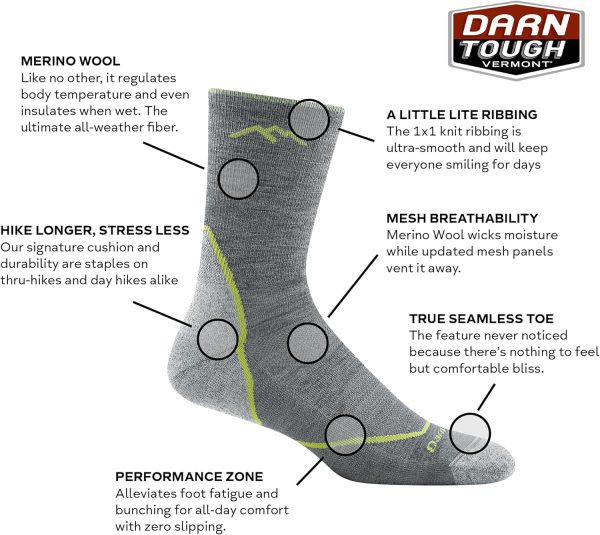 Darn Tough Men\'s (Style 1972) Light Hiker Micro Crew Lightweight with Cushion Sock - Image 2