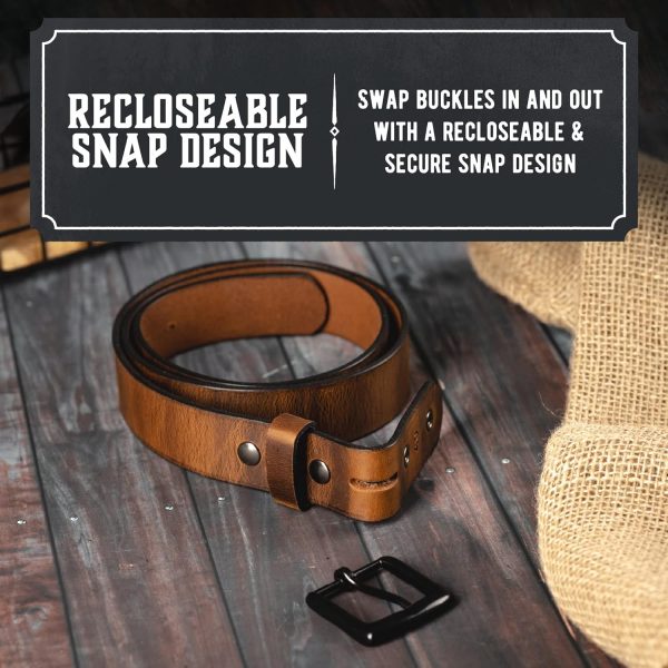 No Buckle Belt | Made in USA Mens Cowboy Belt | 1 1/2 - Image 2