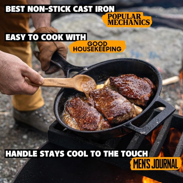 Stargazer 10.5-Inch Cast Iron Skillet | Made in USA, Seasoned, Even Heat Distribution, Easy to Clean, Smooth Nonstick Finish for Grilling, Frying, Sauteing, Searing, Baking - Image 4