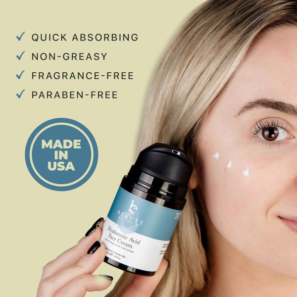 Hyaluronic Acid Moisturizer for Face - USA Made with Organic & Natural Ingredients, Hydrating Anti Aging Face Moisturizer for Dry Skin with Glycerin & Vitamin E, Unscented Anti Wrinkle Cream - Image 4