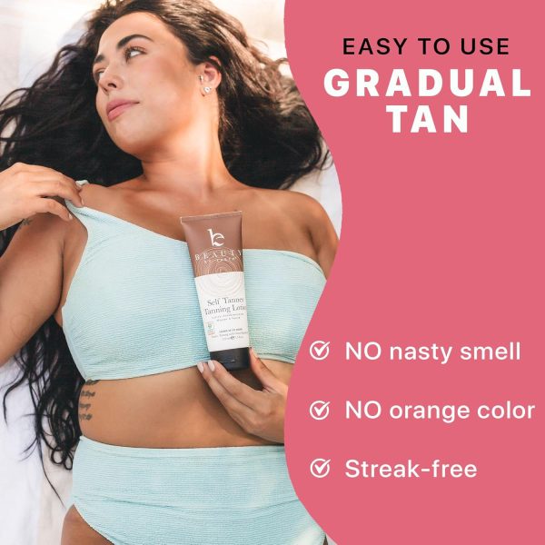 Beauty by Earth Self Tanner - USA Made with Natural & Organic Ingredients, Moisturizing Self Tanning Lotion with Aloe Vera & Coconut for a Natural Glow, Streak-Free Fake Tan, Medium to Dark - Image 3