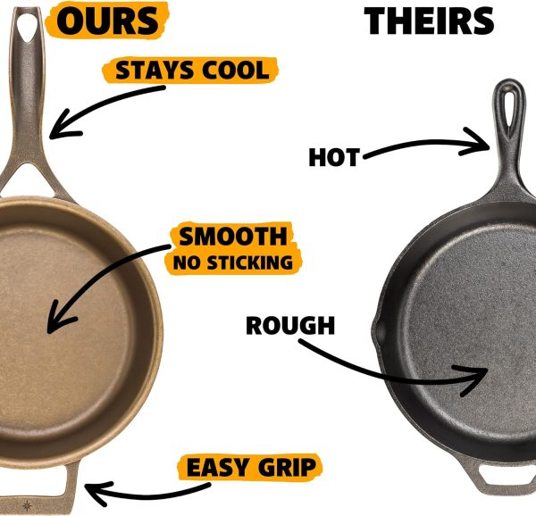 Stargazer 10.5-Inch Cast Iron Skillet | Made in USA, Seasoned, Even Heat Distribution, Easy to Clean, Smooth Nonstick Finish for Grilling, Frying, Sauteing, Searing, Baking - Image 3