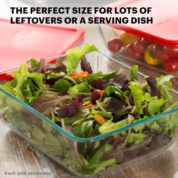 Pyrex Simply Store Glass Food Storage Container, Snug Fit Non-Toxic Plastic BPA-Free Lids, Freezer Dishwasher Microwave Safe, 11 Cup - Image 3