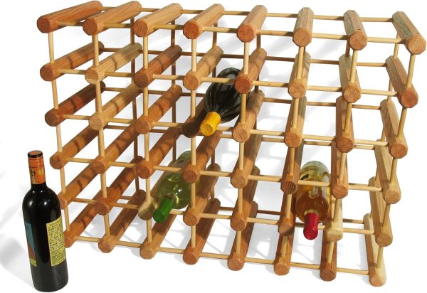 J.K. Adams Ash Wood Modular Stackable Wine Rack Storage Holder with Natural pins, 40 Bottle - Image 2
